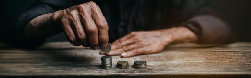 Decoratief: man die geld telt